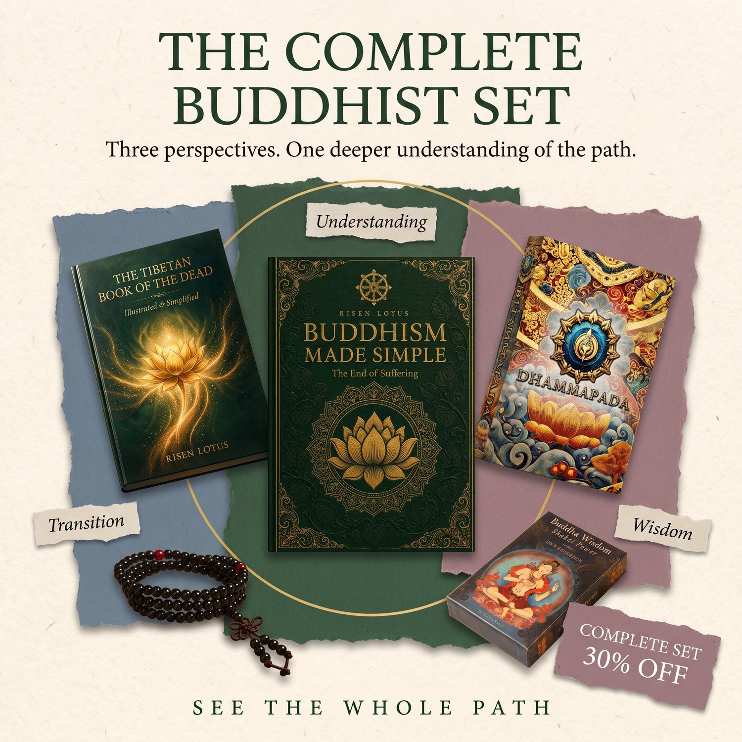 The Complete Buddhist Set - three books, wisdom cards and dharma mala